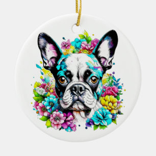 Ornamento De Cerâmica Mãe de Boston Terrier Impressão de Pata