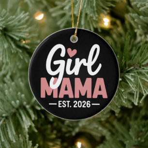 Ornamento De Cerâmica Mãe de Menina Est 2026 Revelação de Gravidez Nova