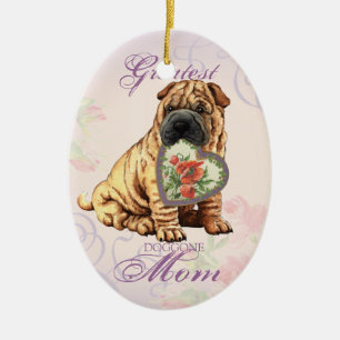 Ornamento De Cerâmica Mãe do Coração Shar-Pei