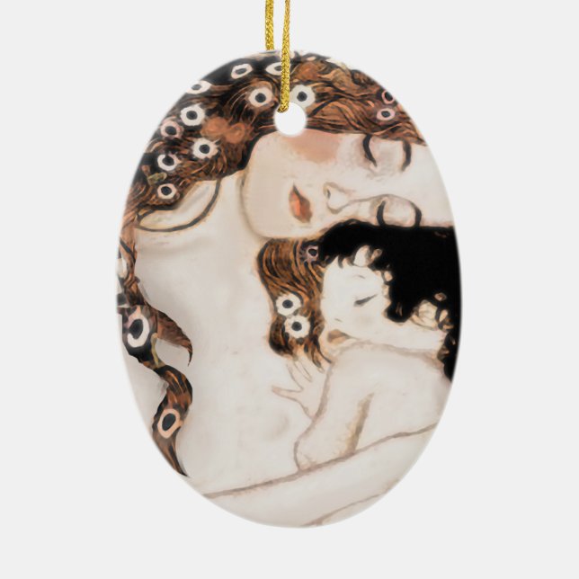 Ornamento De Cerâmica Mãe e criança Gustave Klimt (Verso)