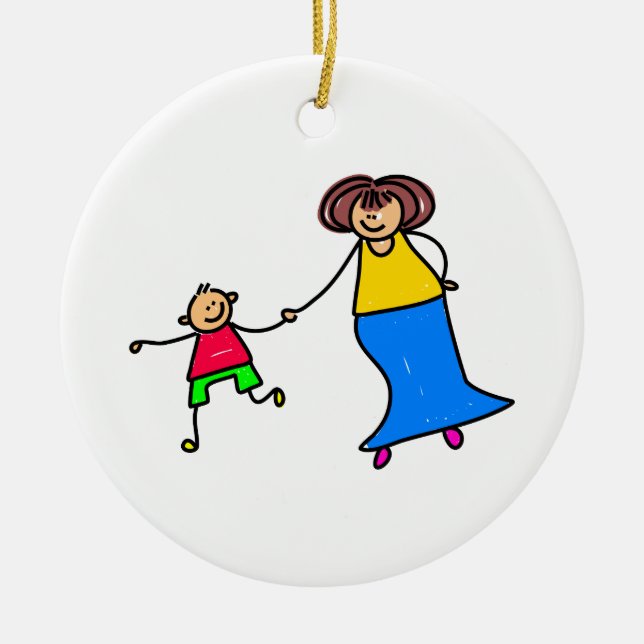 Ornamento De Cerâmica Mãe e filho (Frente)