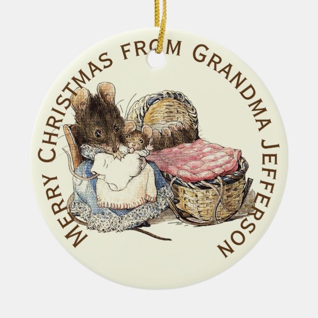 Ornamento De Cerâmica Mãe e Filho Novo Personalizado (Frente)