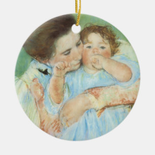 Ornamento De Cerâmica Mãe e Filho por Mary Cassatt, Arte Fino Antigo
