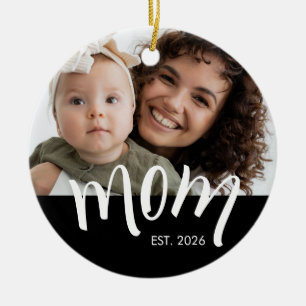 Ornamento De Cerâmica Mãe Estabelecida Caps Branco Ano Novo Personalizad