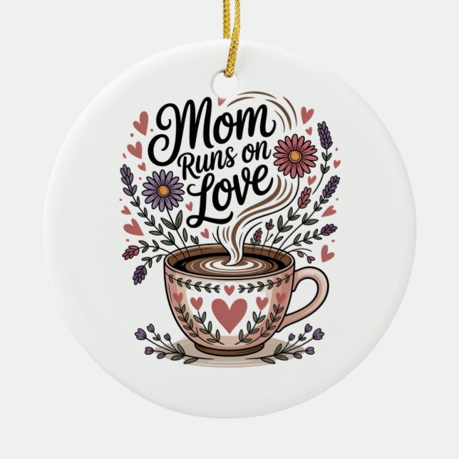 Ornamento De Cerâmica Mãe Funciona Com Amor (Frente)