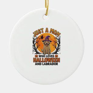 Ornamento De Cerâmica Mãe Labrador Halloween Design Vintage de Cachorro_