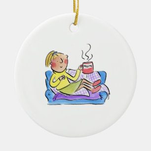Ornamento De Cerâmica Mãe no sofá