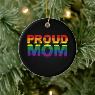 Ornamento De Cerâmica Mãe Orgulhosa Gay Pride LGBT Arco-íris Mãe LGBTQ
