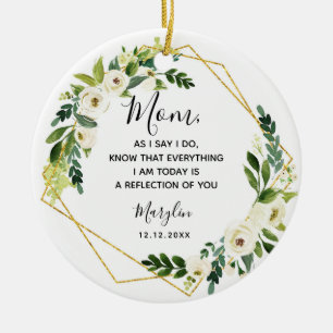 Ornamento De Cerâmica Mãe Personalizada do Bride Floral Presente