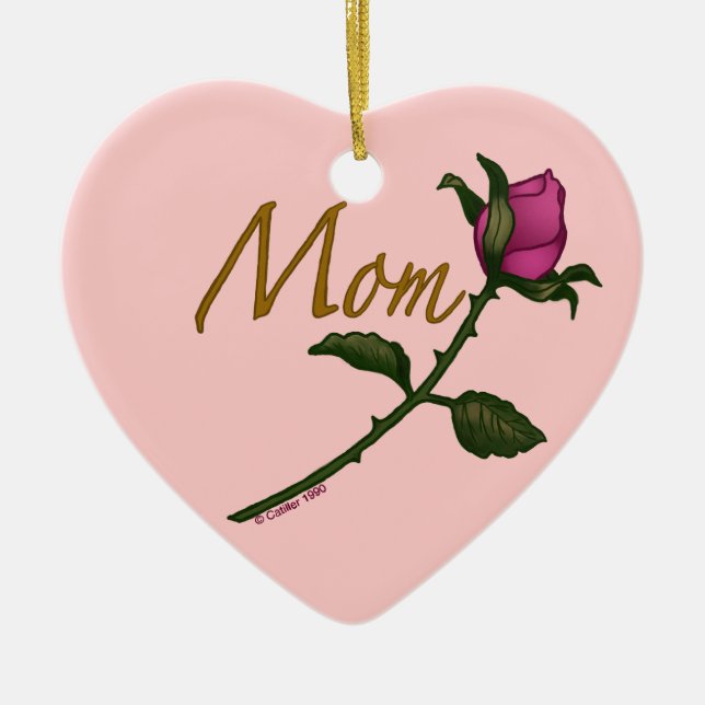 Ornamento De Cerâmica Mãe Rosa Rosebud (Frente)