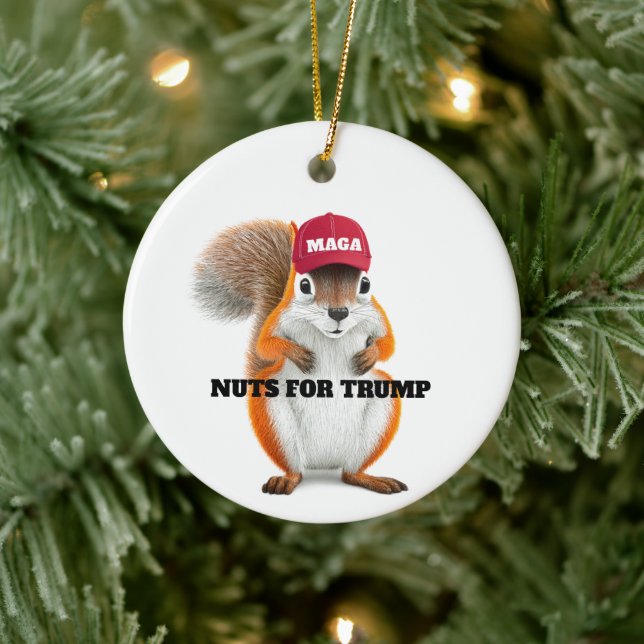 Ornamento De Cerâmica MAGA Peanut o Esquilo Loucos para Trump (Árvore)