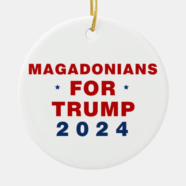 Ornamento De Cerâmica Magadonianos Para Trump 2024 Red Blue (Frente)