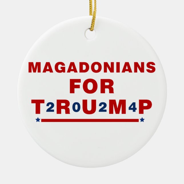 Ornamento De Cerâmica Magadonianos Para Trump 2024 Red Blue Star (Frente)
