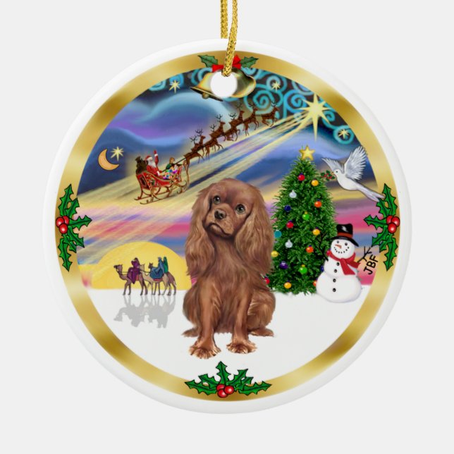 Ornamento De Cerâmica Magia de Natal - Cavalier Rubi (Frente)