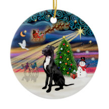 Magia de Natal - Dogue Alemão (preto-orelhas natur
