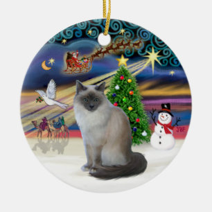 Ornamento De Cerâmica Magia de Natal - Gato-de-Birman