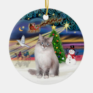 Ornamento De Cerâmica Magia de Natal - Gato Ragdoll (Lynx Colorpiont)
