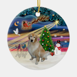 Ornamento De Cerâmica Magia de Natal - Golden Retriever Claro 10
