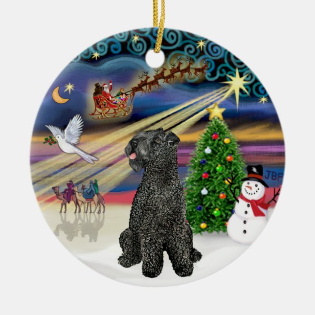 Ornamento De Cerâmica Magia de Natal - Kerry Blue Terrier (Frente)
