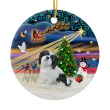 Magia de Natal - Lhasa Apso (preto e branco)