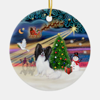 Ornamento De Cerâmica Magia de Natal - Papillion (preto e branco)