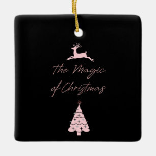 Ornamento De Cerâmica Magia de Reindeer e Árvore de Natal