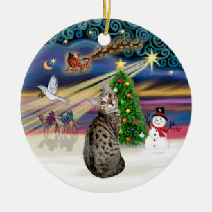 Ornamento De Cerâmica Magia do Natal - Gato Bengala