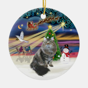 Ornamento De Cerâmica Magia do Natal - Gato Siberiano