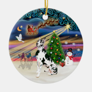 Ornamento De Cerâmica Magia do Natal - Harlequin Great Dane