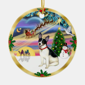 Ornamento De Cerâmica Magia do Xmas - Rat Terrier