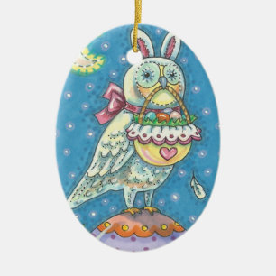 Ornamento De Cerâmica MAGIC BARN OWL & PÁSCOA BASKET, Data do NAVIO DE A