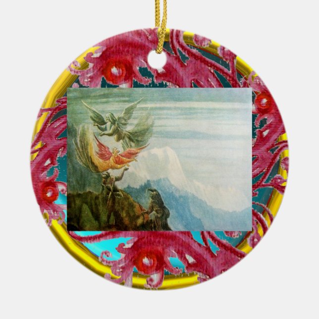 Ornamento De Cerâmica MAGIC BERRIES FOTO TEMPLATE Red Ruby (Frente)