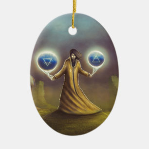 Ornamento De Cerâmica mágica da fantasia do feiticeiro