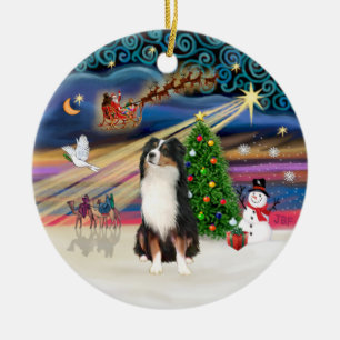 Ornamento De Cerâmica Mágica de Natal - Aussie Shepherd (tri)