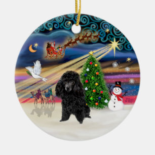 Ornamento De Cerâmica Mágica de Natal - Poodle (preto de brinquedo)