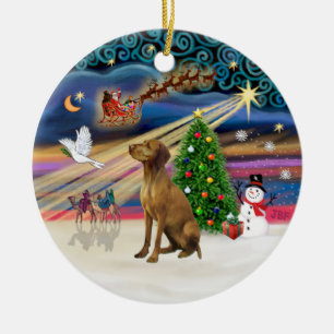 Ornamento De Cerâmica Mágica de Natal - Vizsla nº 2