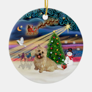 Ornamento De Cerâmica Mágica de Xmas - Cairn Terrier (com 13 lugares)