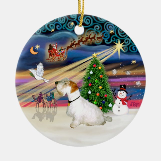 Ornamento De Cerâmica Mágica de Xmas - Sealyham Terrier (L-sit) (Frente)