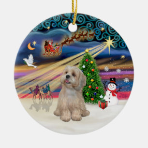Ornamento De Cerâmica Mágica do Natal - Lhasa Apso (R2)
