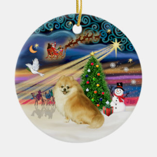 Ornamento De Cerâmica Mágica do Natal - Wolf Sable Pomeranian