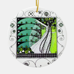 Ornamento De Cerâmica MÁGICA do verde do PRIMAVERA
