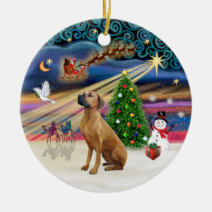 Ornamento De Cerâmica Mágica do Xmas - Ridgeback da Rodésia