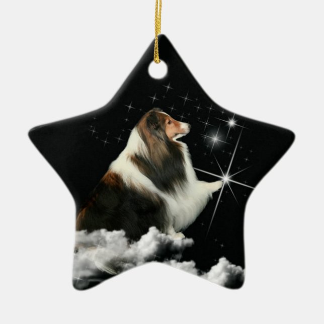 Ornamento De Cerâmica Mágica Sheltie do Xmas (Frente)