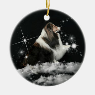 Ornamento De Cerâmica Mágica Sheltie do Xmas