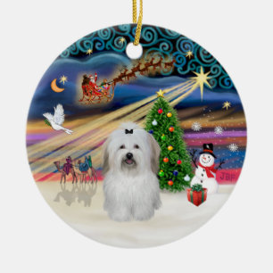 Ornamento De Cerâmica Mágica Xmas - Algodão de Tulear (arco)