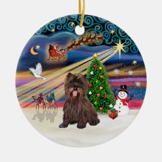 Ornamento De Cerâmica Mágica Xmas - Brindle Cairn Terrier #18 (Frente)