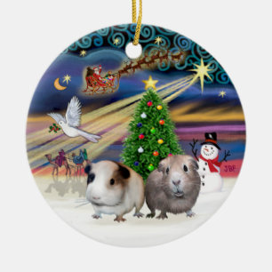 Ornamento De Cerâmica Mágica Xmas - Dois Porcos Guiné