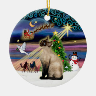 Ornamento De Cerâmica Mágica Xmas - Ponto de foca Siamês