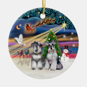 Ornamento De Cerâmica Mágica Xmas - Schnauzers (Dois)