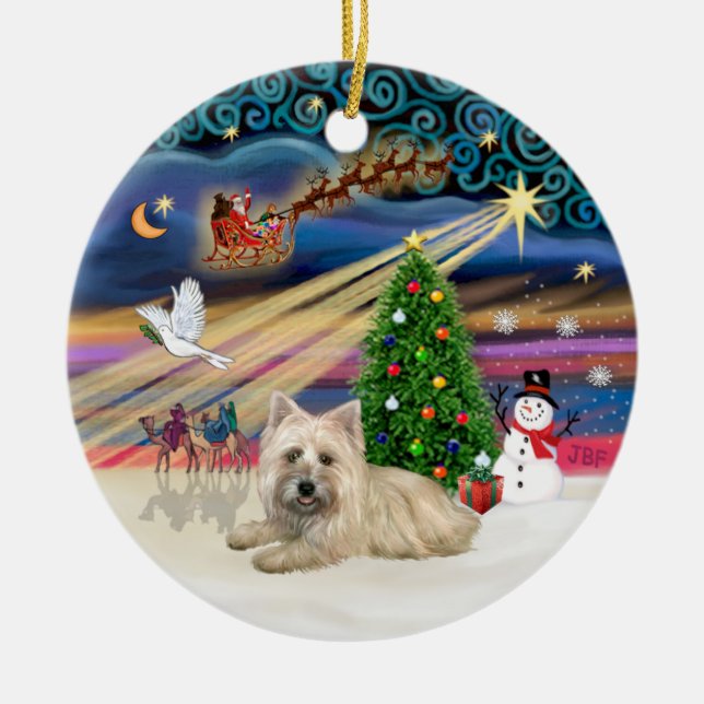 Ornamento De Cerâmica Mágica Xmas - Wheaten Cairn Terrier #4 (mentira) (Frente)